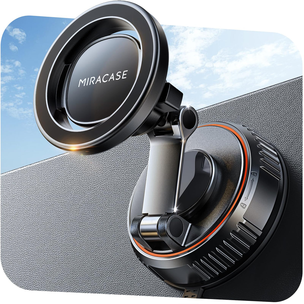 Miracase for MagSafe Car Mount[3800gf Strong Magnet & 90+LBS Suction Base]Magnetic Phone Holders for Your Car, 360° Adjustable Dash& Windshield Wall Mount with Adhesive Suction Cup for All Smartphones