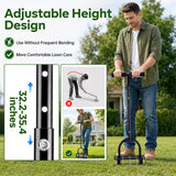 Furfrolic Lawn Aerator - 2-in-1 Manual Aerator with Automatic Dirt and Leaf Clean, Heavy-Duty Reinforced 15 Spikes & Ergonomic T-Handle for Lawn Maintenance, Garden Care, Yard Work (Black)