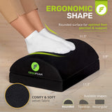 ErgoFoam Foot Rest for Under Desk at Work Adjustable - Chiropractor-Endorsed, High-Density Foam, Velvet (Black)