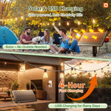addlon 54(48+6) FT Solar String Lights Waterproof,Patio Lights Solar Powered with Remote & USB Port 15+1 LED Shatterproof Bulbs 3 Light Modes, Dimmable Solar Light for Camping Backyard Garden