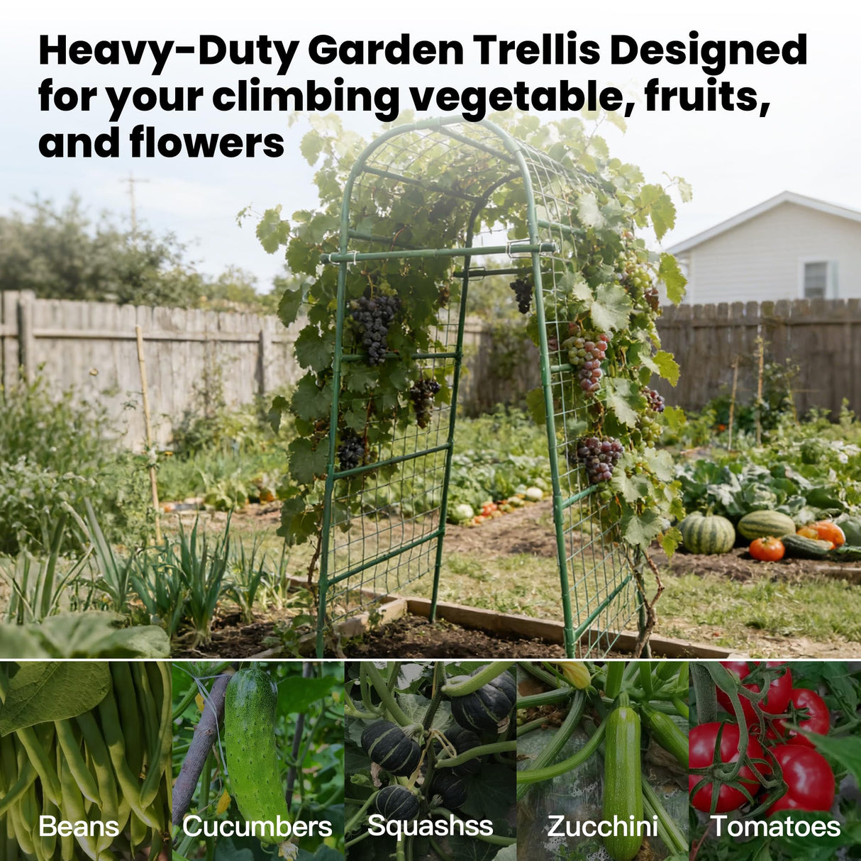 Garden Arch Trellis for Climbing Plants Outdoor, 7 Ft Tall Cucumber Trellis