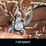 Corona Tools DualCUT Forged Steel Bypass Hand Pruner – 1″ Cutting Capacity Garden Pruning Shears for Branch & Stem Cutting
