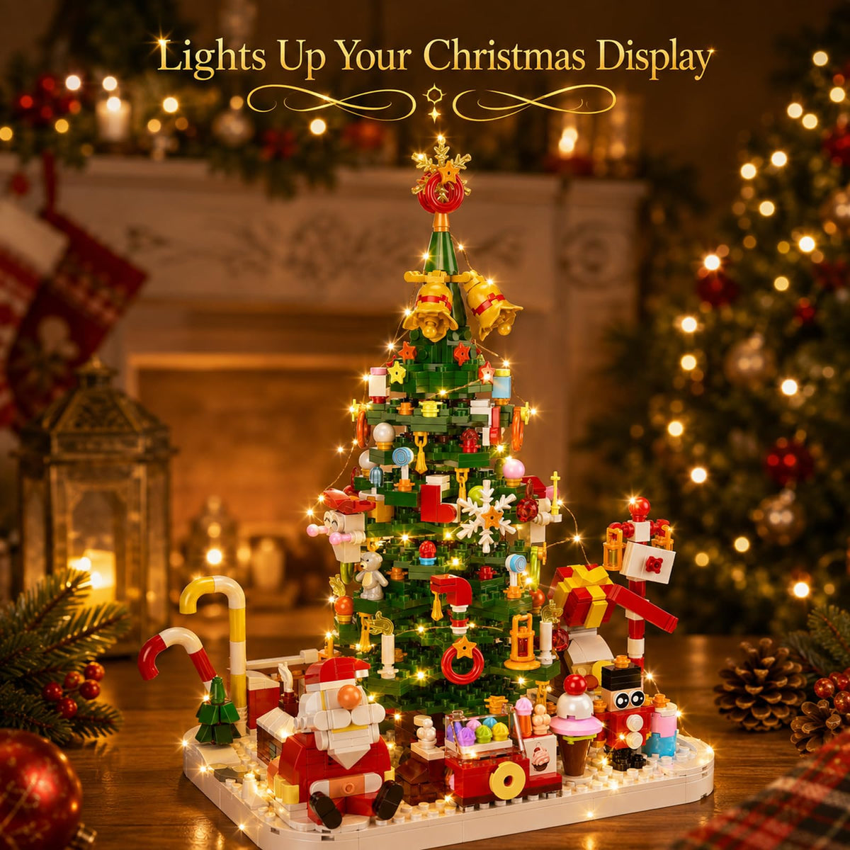 Advent Calendar 2026 Christmas Tree Building Blocks Set with warm Light