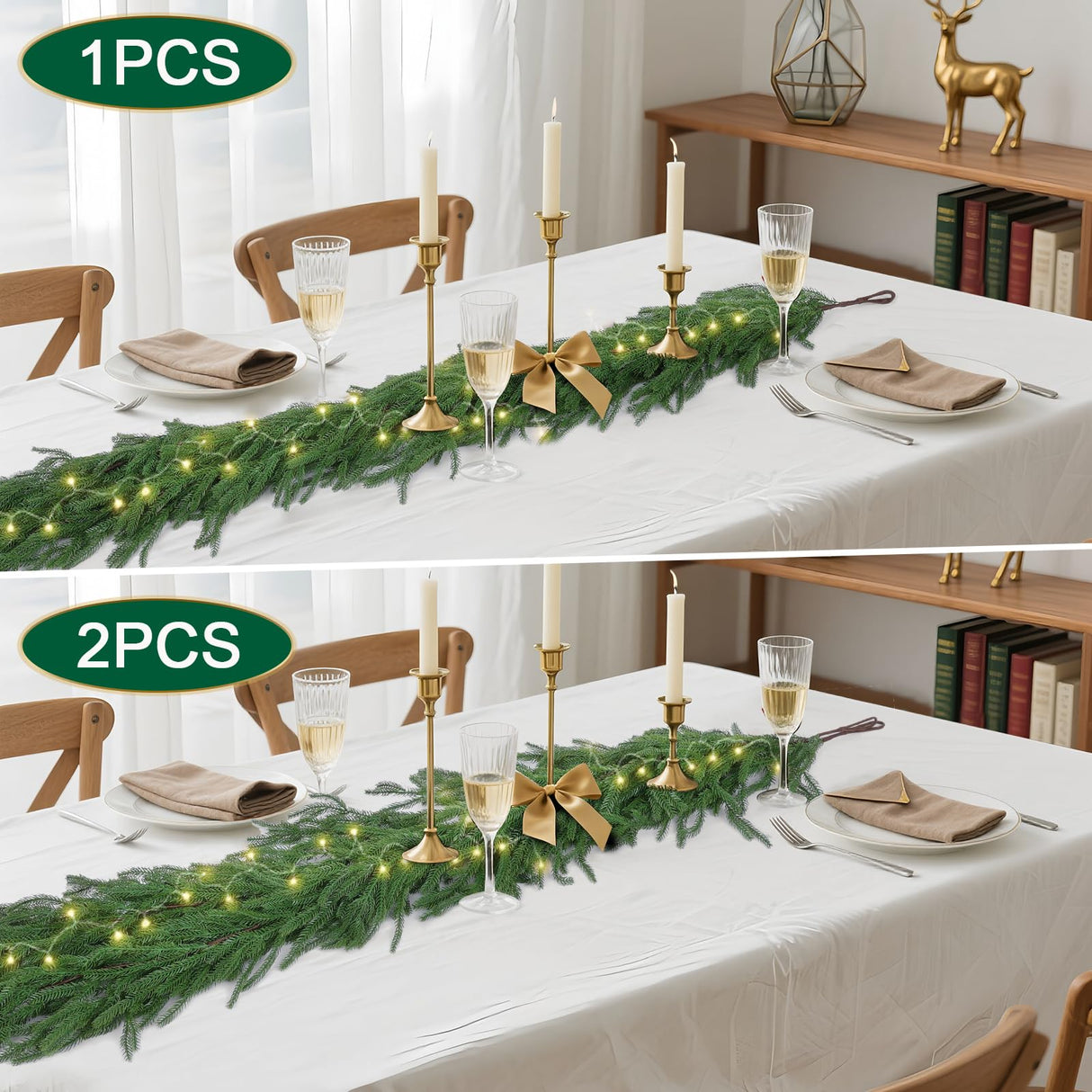 Hananona 4 Pcs 6 Ft Artificial Norfolk Pine Garlands, Real Touch Winter Pine Garland, Green Artificial Greenery Garland for Table, Mantle, Wall, Indoor, Outdoor Christmas Decorations (4, 6 FT)