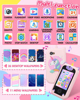 Kids Smart Phone for Girls Unicorns Gifts for Girls Toys 8-10 Years Old Phone Touchscreen Learning Toy Christmas Birthday Gifts for 3 4 5 6 7 8 9 Year Old with 8G Memory Card