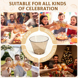 Glowserve 150 Pack Plastic Cups 9 oz Brown Clear Plastic Cups for Cocktail Fancy Disposable Cup for Party Stemless Wine Glasses for Wedding Thanksgiving Christmas Party Graduation