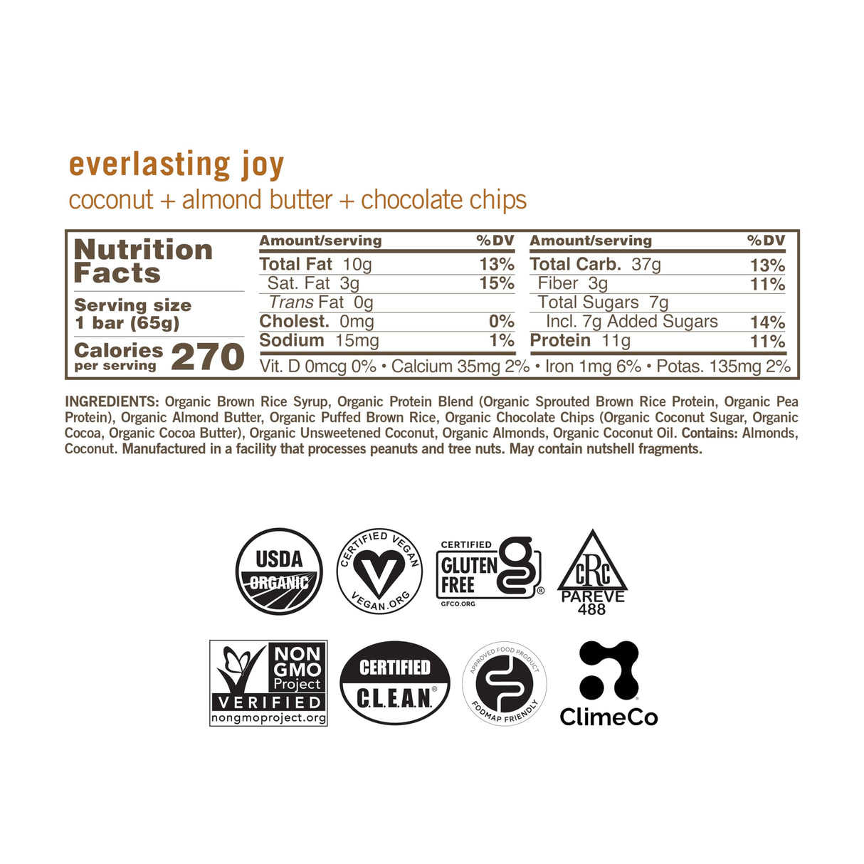 GoMacro MacroBar Organic Vegan Protein Bars - Coconut + Almond Butter + Chocolate Chips (2.3 Ounce Bars, 12 Count)