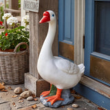RiKoDaM Large Porch Goose Statue 20 Inch, Resin Front Porch Goose Decor, Geese Decor Lawn and Garden Statue for Patio, Balcony,Yard Decorations, Housewarming Birthday Gifts,White
