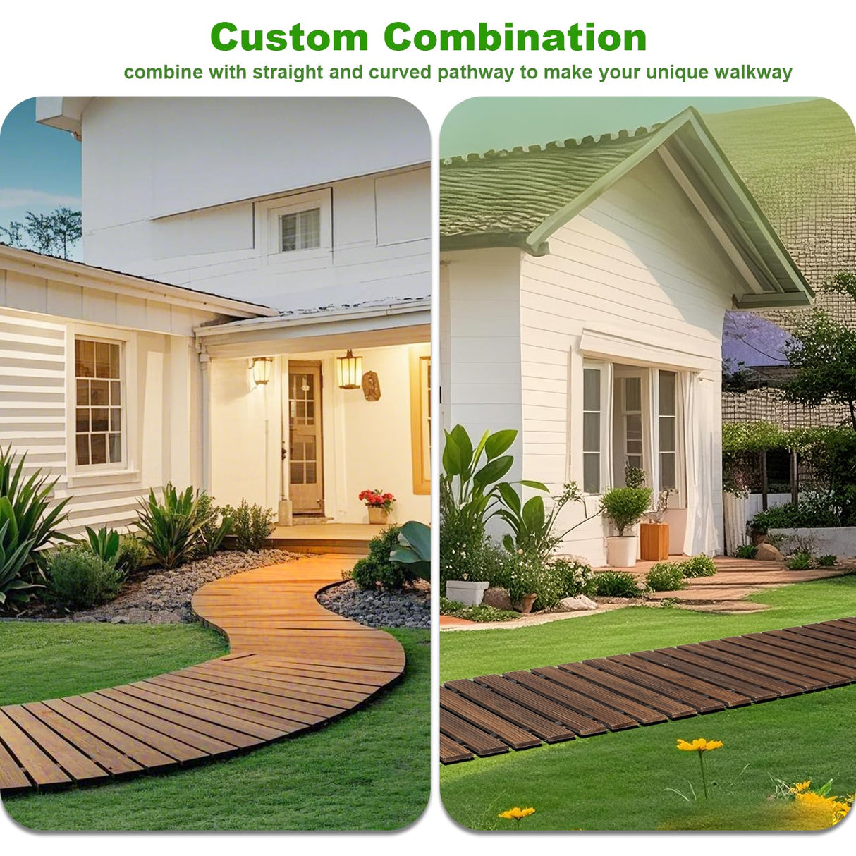 LINSHRY 12FT Wooden Garden Pathway, Outdoor Roll Out Decorative Garden Walkway, Weather-Resistant Non-Slip Hardwood Pathway for Garden, Backyard, Beach, Wedding Party Pathways(Dark Brown)