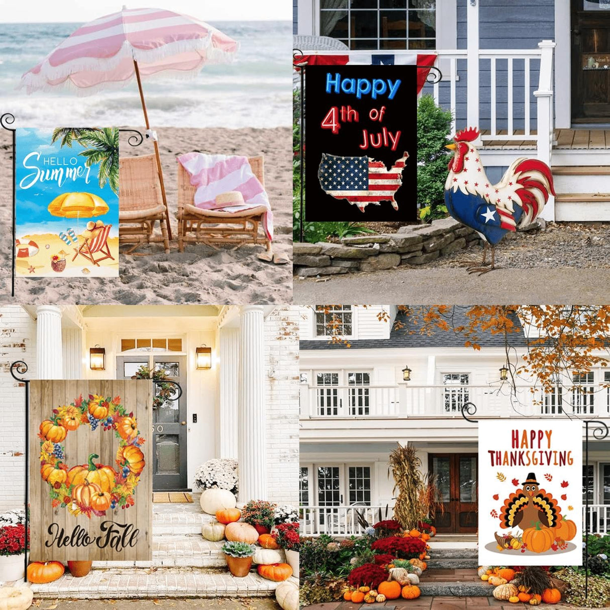 CDLong Seasonal Garden Flag Set of 12 Double Sided 12 x 18 Inch Yard Flag, Small garden flags for outside, Christmas Spring Seasonal Flag for Outdoor Holiday Decorations