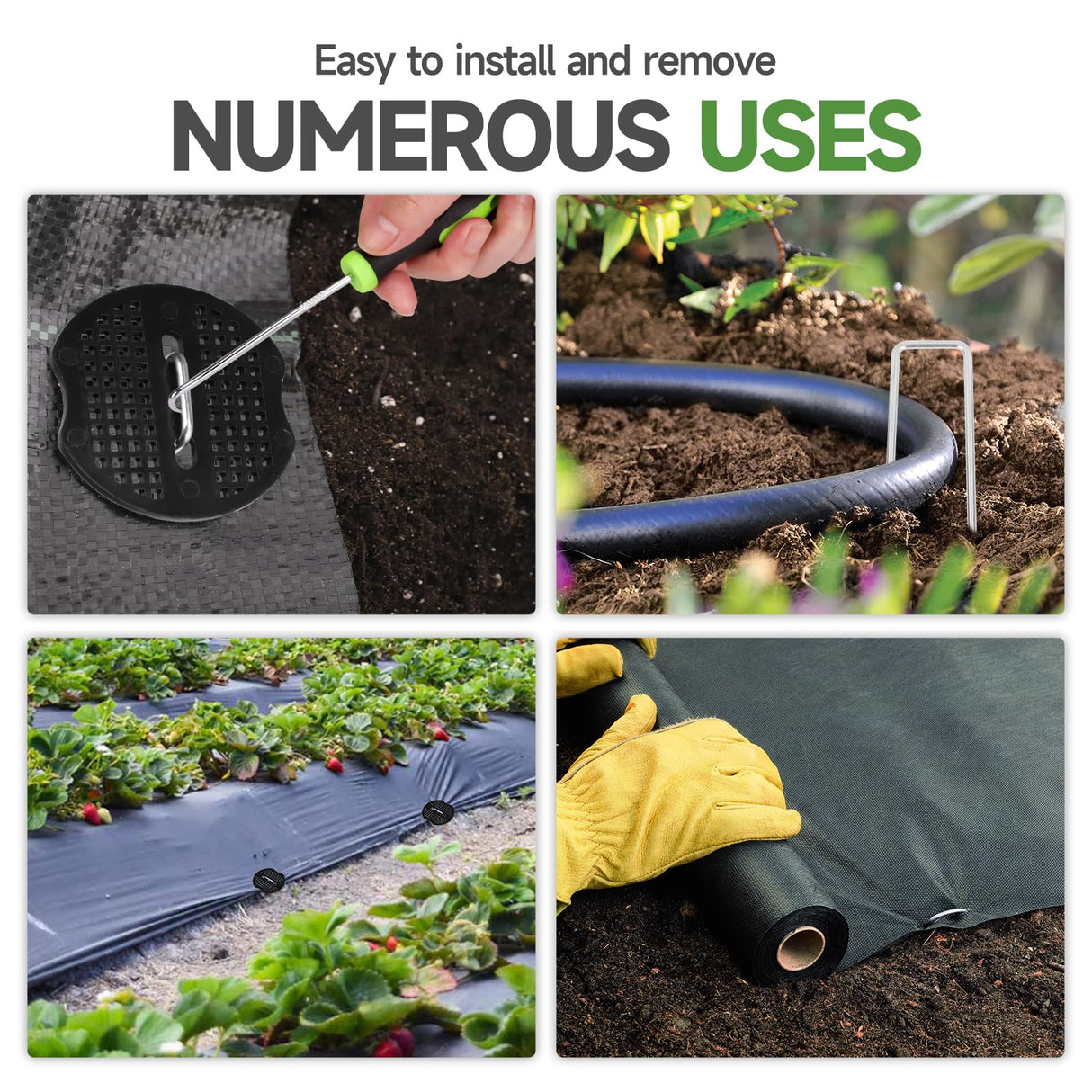JELNER Garden Stakes,6 Inch 11 Gauge 100pcs Galvanized Landscape Staples + 100pcs Gaskets + 1Pick Hook, Tent Stakes Landscaping Fabric SOD Pins for Weed Fabric Barrier,Groud Cover,Fence