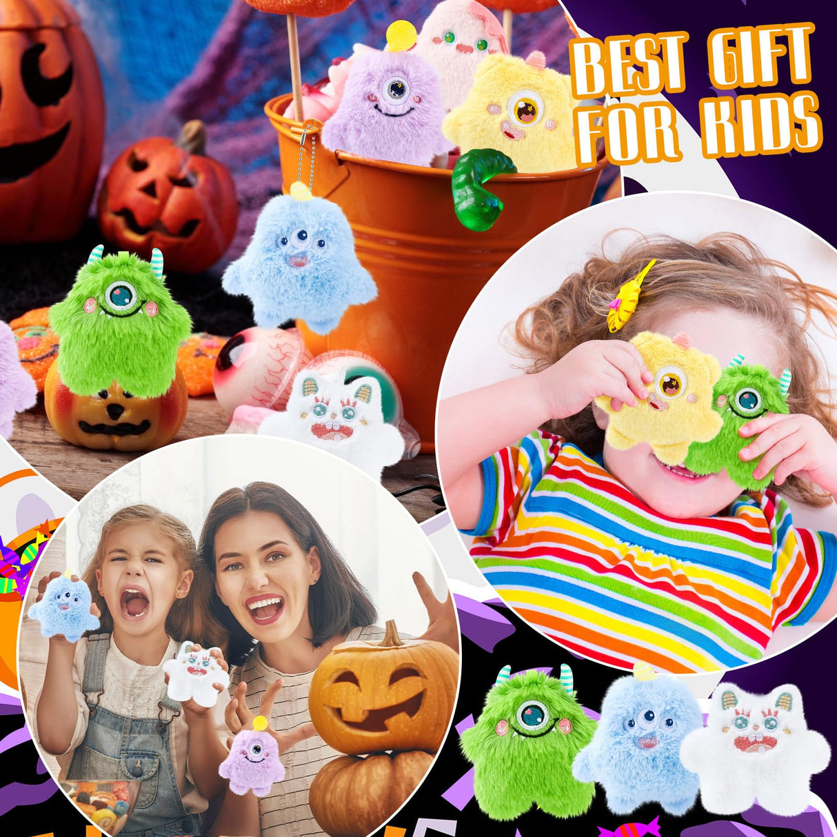 Hungdao 24 Pcs Mini Plush Keychain Bulk Christmas Stocking Stuffers Cute Stuffed Animal Keychain for Backpack Valentines Classroom School Gifts for Halloween Kid Goodie Bag Fillers Devil Party Favors