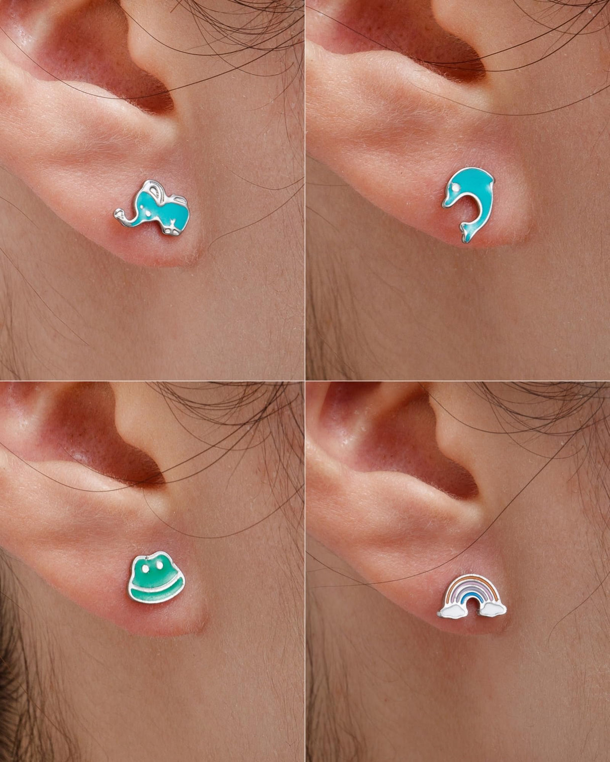 16 Pairs Hypoallergenic Screw Back Earrings for Women Girls 316L Stainless Steel Unicorn Butterfly Strawberry Cherry Flat Back Stud Earrings Jewelry Gift