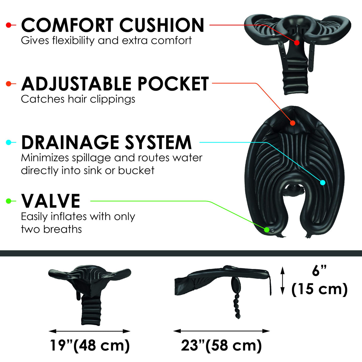 Mobile Salon - Portable Inflatable Rinse Basin for Washing and Cutting Hair at Home and in Bed Without a Salon Chair (Mobile Salon Professional)