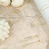 HERIER Gold Jewelry Set for Women Dainty Pearl Necklace for Women 14K Gold Plated Pearl Necklace and Earring Set Drop Earrings Bracelets Trendy Bride Jewelry