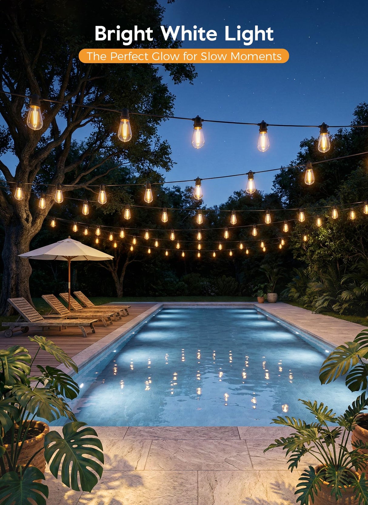 Minetom 100FT Solar String Lights Outdoor Waterproof with Remote, 31+1 LED Shatterproof Bulbs, Dimmable & Timable, 3 Light Modes - Commercial Grade Patio Lights for Garden Backyard