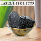 Amazing Gemstone Black Tourmaline Crystals Rough Stone in Bulk, 1lb Large Pieces Turmalina Negra Piedra Originales, Large Black Tourmaline Crystal Healing Stones for Protection