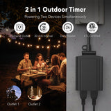 BN-LINK Outdoor 24-Hour Mechanical Timer Outlet, 2 Grounded Outlets, 2 Pack