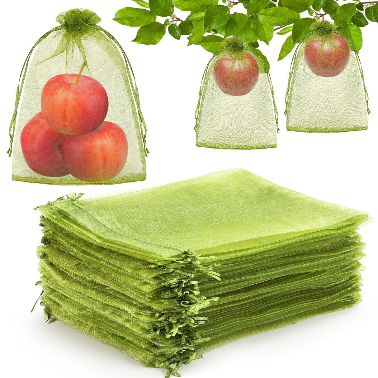 DECYOOL 120 Pcs Green Fruit Protection Bags 6x12 Drawstring Cover Bags