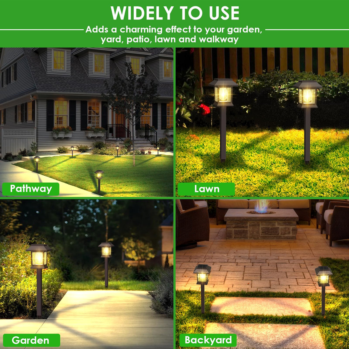 Benany Solar Outdoor Lights, 12 Pack Solar Pathway Lights Waterproof, Landscape Lighting for Path Walkway Lawn Garden Yard Outside Décor, Black
