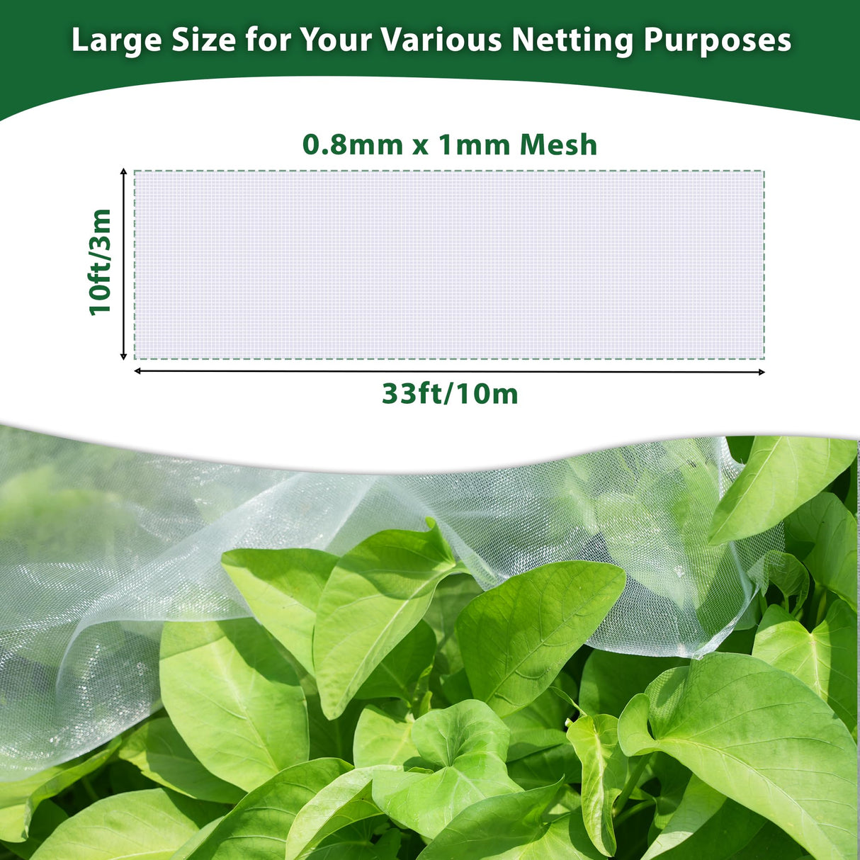10 * 33FT Ultra Fine Garden Mesh Netting Pest Barrier, White Plant Covers for Outdoor Patio Greenhouse Crop Vegetables Fruit Flower Garden Protection, Row Covers Fabric Screen Insect Bug Bird Netting