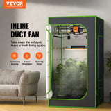 VEVOR Inline Duct Fan, 6-Inch 402 CFM with Temperature Humidity Controller, Quiet EC-Motor Ventilation Exhaust Fan for Cooling Booster, Grow Tents, Hydroponics