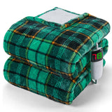 Green Heated Blanket Electric Throw 50X60, Heating Blanket for Couch, Plaid Sherpa Winter Blankets Warmer, 10 Levels & 8-Hour Auto Off, Fast Heated House Warming Gifts New Home Christmas Decor for Mom