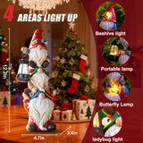 twinbling Christmas Garden Gnome Statue with Solar Lights Garden Sculptures Funny Triple Gnome Outdoor Patio Lawn Yard Balcony Home Decor Birthday Gifts for Women Mom Grandma 12 in Thanksgiving Gnome