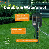 BN-LINK Heavy Duty Outdoor Stake Timer, 6 Outlets, Weatherproof, Perfect for Outdoor Lights, Sprinklers, Christmas Lights (with Remote-Photocell)