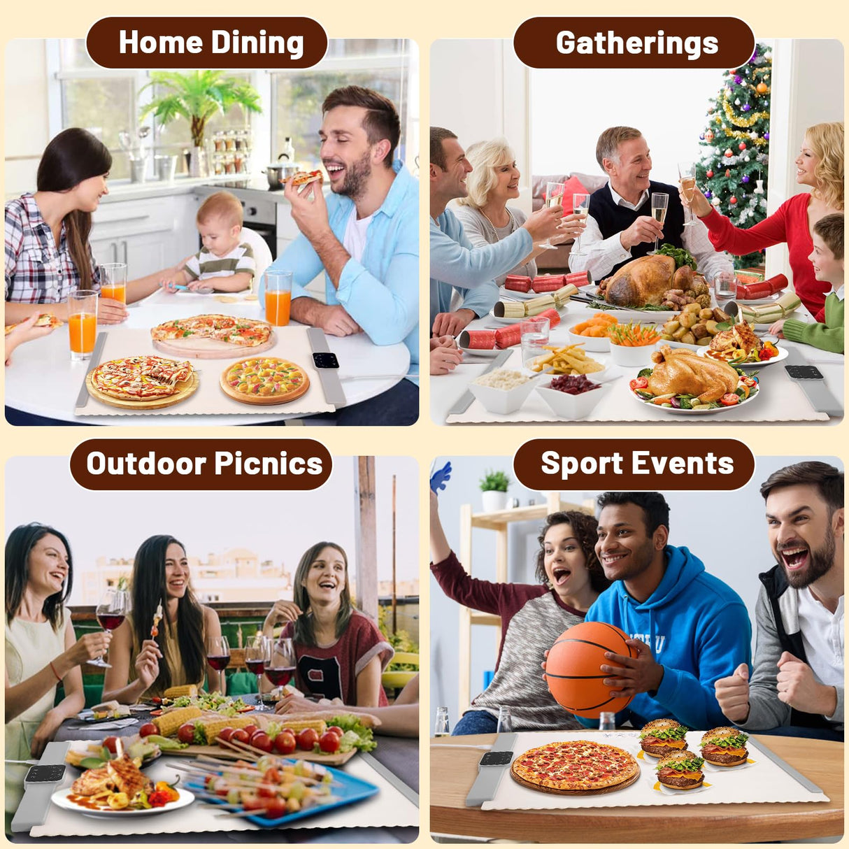 Warming Mat for Food, Food Warming Mat, White Elephant Gifts, Portable Electric Warming Tray for Food,with 5 Temperature Settings,Heating Mat for Food,Food Warmer for Buffet Party, Daily Use