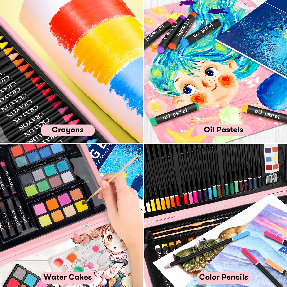 iBayam Christmas| Birthday Gifts for Kids Teen Girls Trendy Stuff 6-16 Year Old, 150-Pack Art Set Kits with 2 Sketch Pads, Coloring Book, Stocking Stuffers for Teens Girls, Cute Cool Fun Crafts Gifts