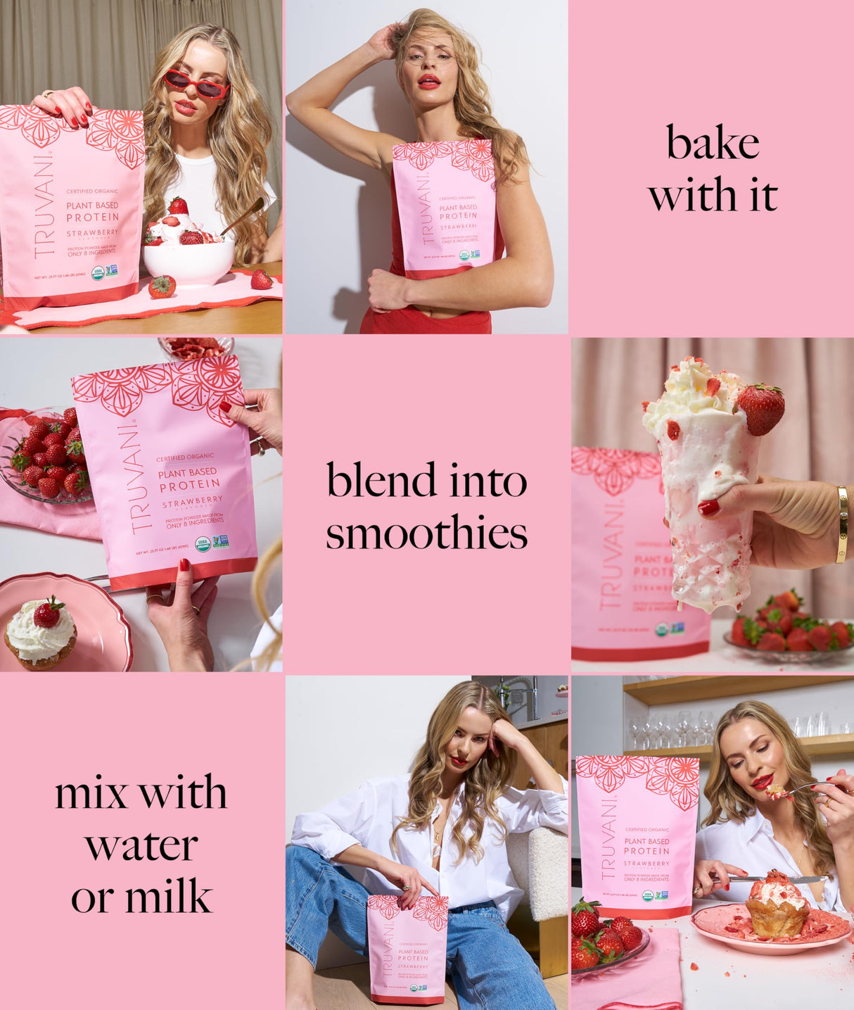 Truvani Vegan Pea Protein Powder | Strawberry | 20g Organic Plant Based Protein | 10 Servings | Keto | Gluten & Dairy Free | Low Carb | No Added Sugar