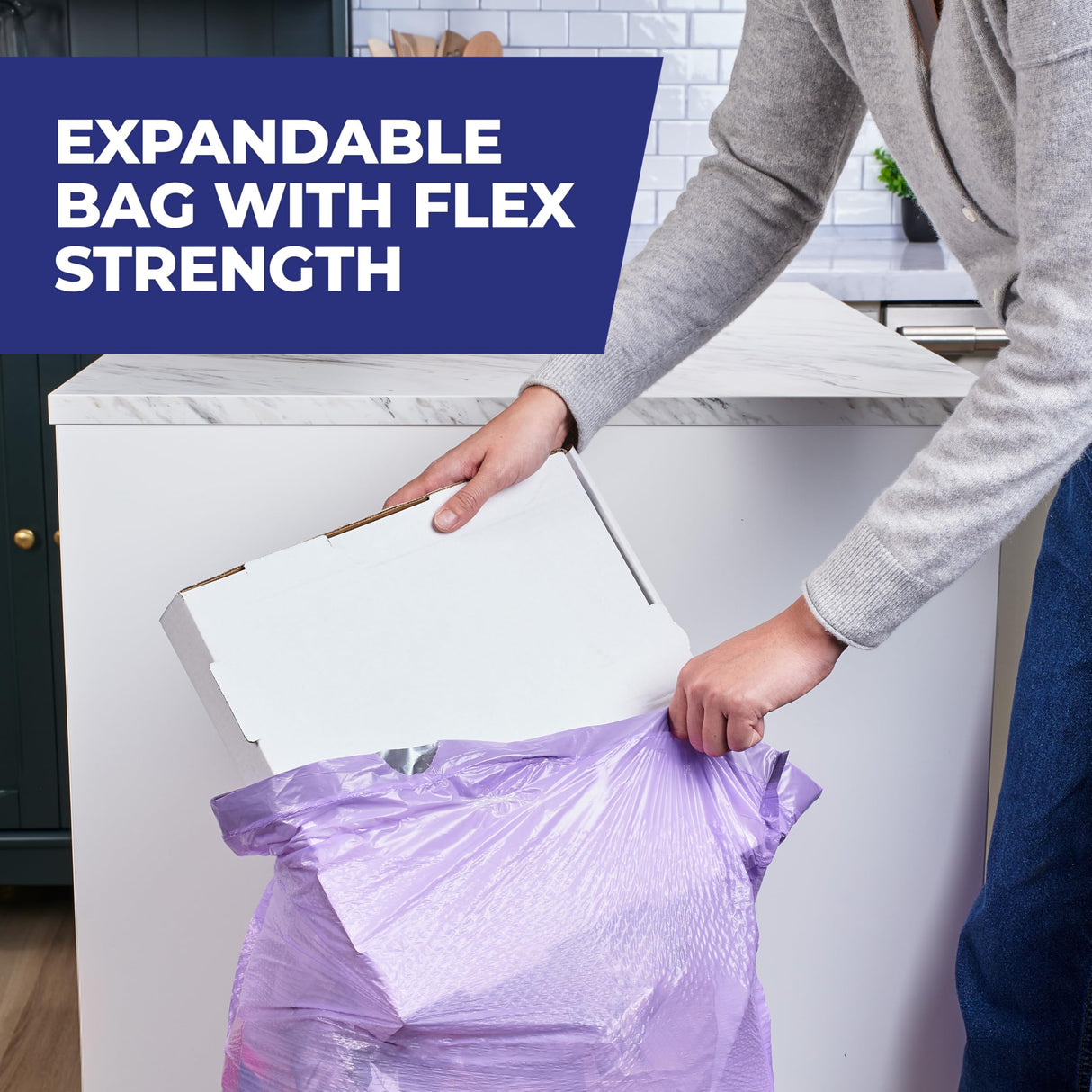 Hefty Ultra Strong 13 Gallon Trash Bags, Tall Kitchen Trash Bags 13 Gallon Size, Resist Leaks, Punctures, and Rips, Continuous Odor Control, Purple, Fabuloso Scent, 110 Bags