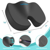 Office Chair Seat Cushion, Cooling Gel Enhanced Memory Foam Cushion for Long Sitting - Back, Sciatica, Coccyx, Tailbone Pain Relief Pillow - for Office, Gaming, Car, Wheelchair - Grey, Large