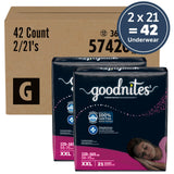Goodnites Girls' Nighttime Underwear, Size XXL (120-165 lbs), 42 Ct (2 Packs of 21), Packaging May Vary