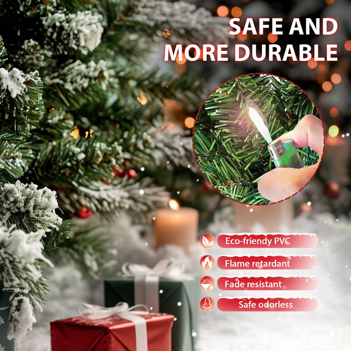 6ft Artificial Christmas Tree Premium Pine Xmas Tree with 1000 Branch Tip, 1 Minute Christmas Tree Unlit Realistic Holiday Party Decor for Home Office, Foldable Stand, Easy Assembly