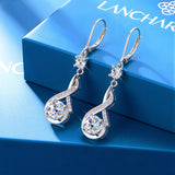 Silver Moissanite Dangle Earrings Leverback Drop for Women Jewelry Gifts