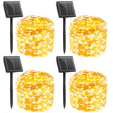 Minetom Solar String Lights, 4 Packs Total 132Ft 400 LED Solar Fairy Lights, Waterproof Solar Lights for Outside Patio Yard Tree Wedding Christmas, Warm White