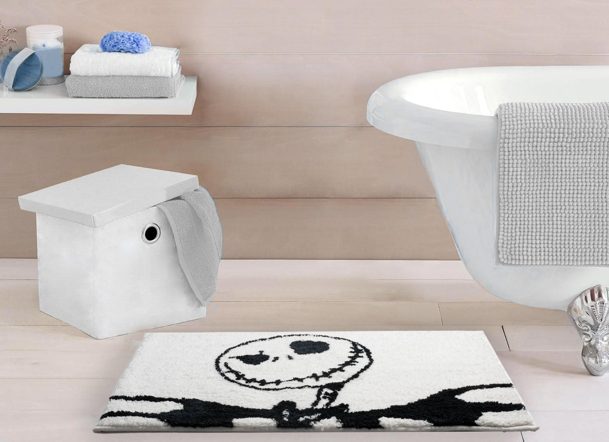 Jay Franco Disney Nightmare Before Christmas Kids Bath Rug - Jack Skellington Soft, Non-Slip, Machine Washable, White Bathroom Mat 20 x 30