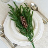 HyeFlora 19 Inch Christmas Norfolk Pine Stems, 12PCS Real Touch Faux Cedar Pine with 5PCS Big Pine Cones Branches, Artificial DIY Greenery Stems Plastic Picks for Vase Indoor Outdoor Home Garden Décor