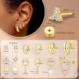 Turandoss 13 Pairs Gold Hoop Stud Earrings for Women