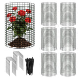 Sibosen 18 Pcs 24'' x 12'' Large Wire Plant Protector from Animals 6 Pack Metal Plant Cage Chicken Wire Cloche with Nylon Tie and Ground Stakes Keep Animals Out Garden Protection Bunny Barricade