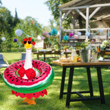 GANSHAYA Hawaiian Porch Goose Outfits Summer Bikini Goose Outfit Fits 23" Goose Statue with Hat Sunglasses & Swimming Ring for Cement Yard Decor(Watermelon)