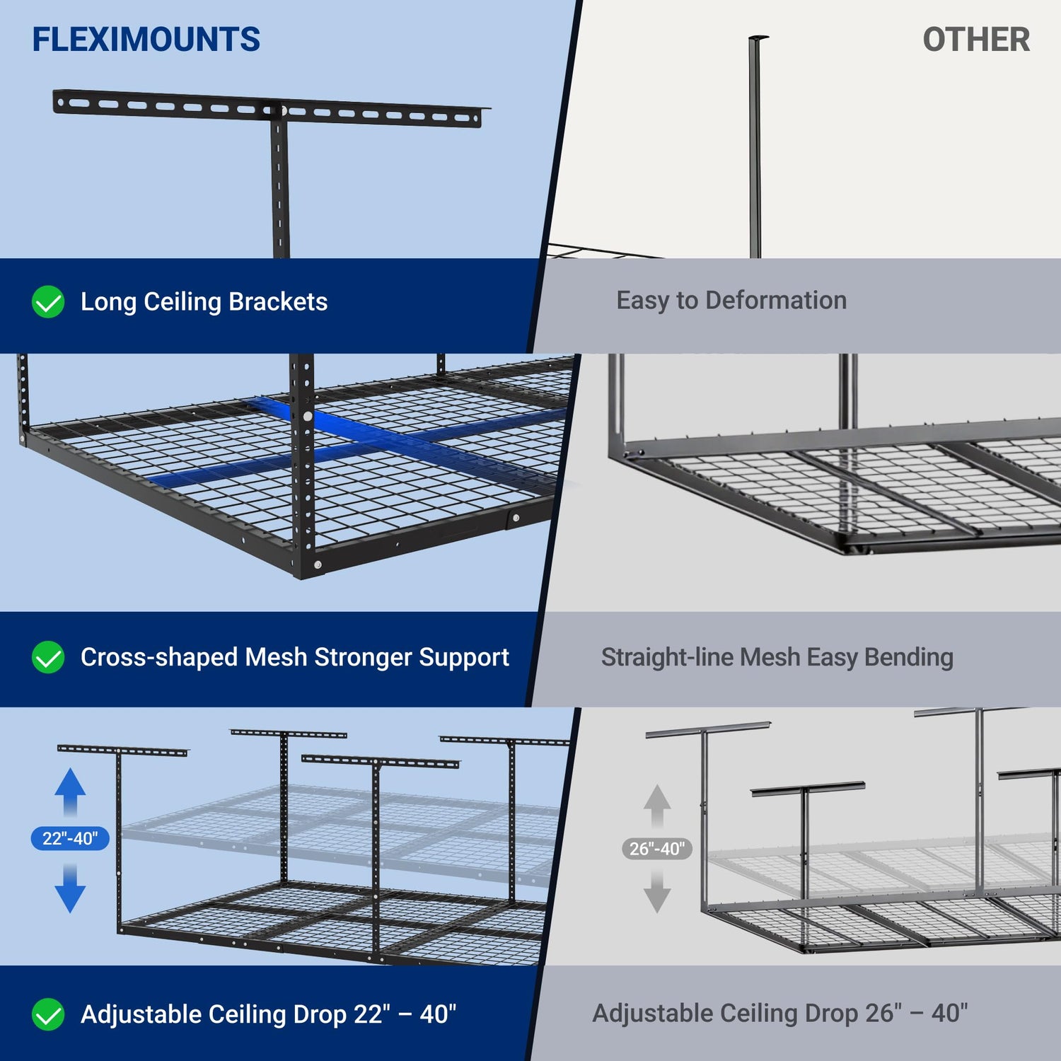 4x8 Storage Racks FLEXIMOUNTS 4x8 Overhead Garage Storage Rack, Adjustable Organization ...