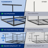 FLEXIMOUNTS 4x8 Overhead Garage Storage Rack, Adjustable Organization System, Heavy-Duty Metal Ceiling Racks, 750lbs Weight Capacity, Black, Classic Series