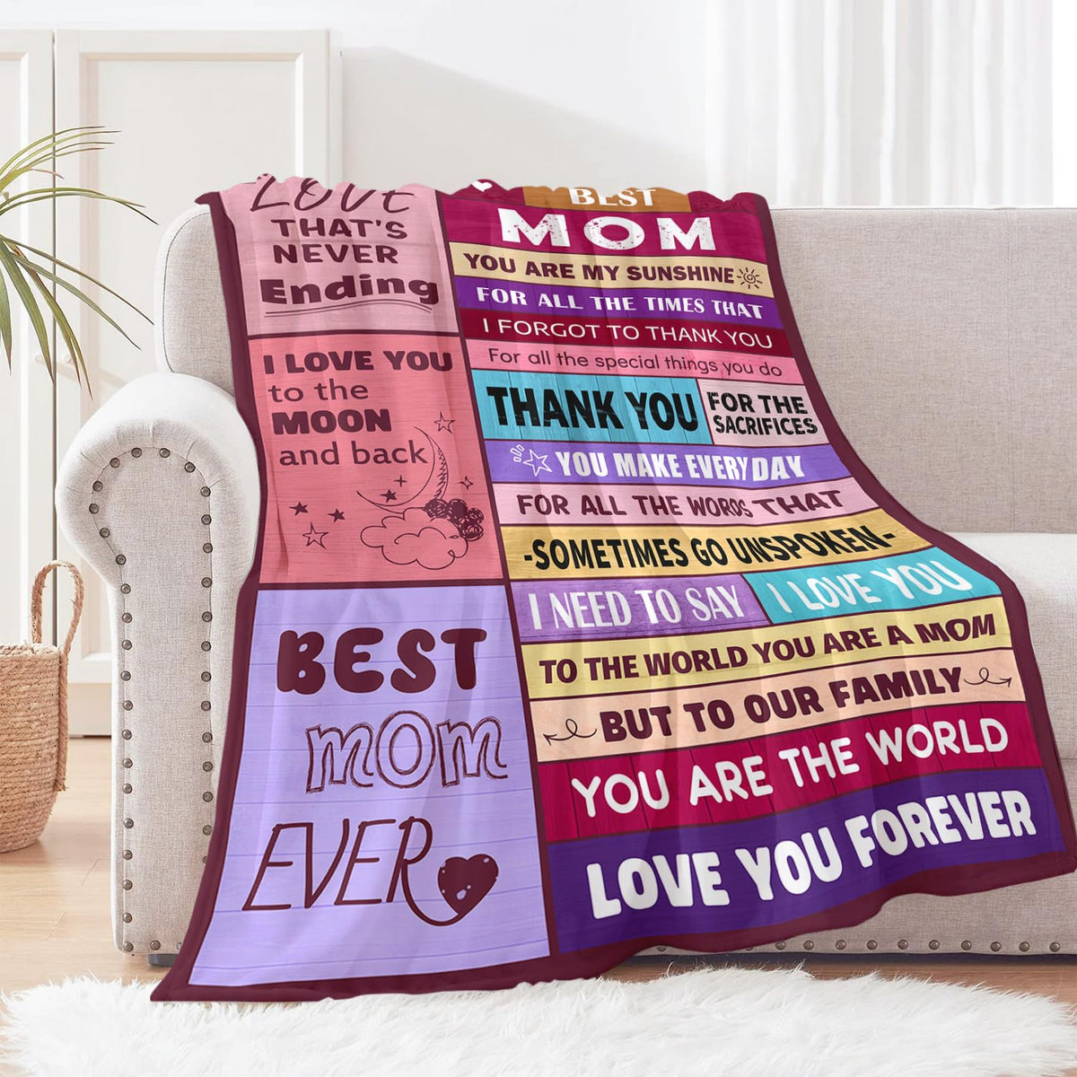 Birthday Gifts for Mom from Daughter or Son, To My Mom Blanket, 50" x 60"