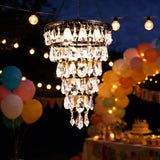 Solar Hanging Crystal Chandelier Outdoor Waterproof Garden Light