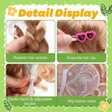 YFFSQXH 3 Styles Porch Goose Wig Set with Heart Sunglasses & Hair Clips - Themed Braid Wig Set (9 Pieces Total) for 17/23 Inch Lawn Goose Statue, Adjustable Outdoor Garden Decor