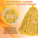Mop Bucket with Wringer, 22 Qt (5.5 Gallon), Floor Cleaning, Handle, Wheels, 16.5" L x 10.6" W x 26.4" H, Yellow,Plus One Cotton Mop