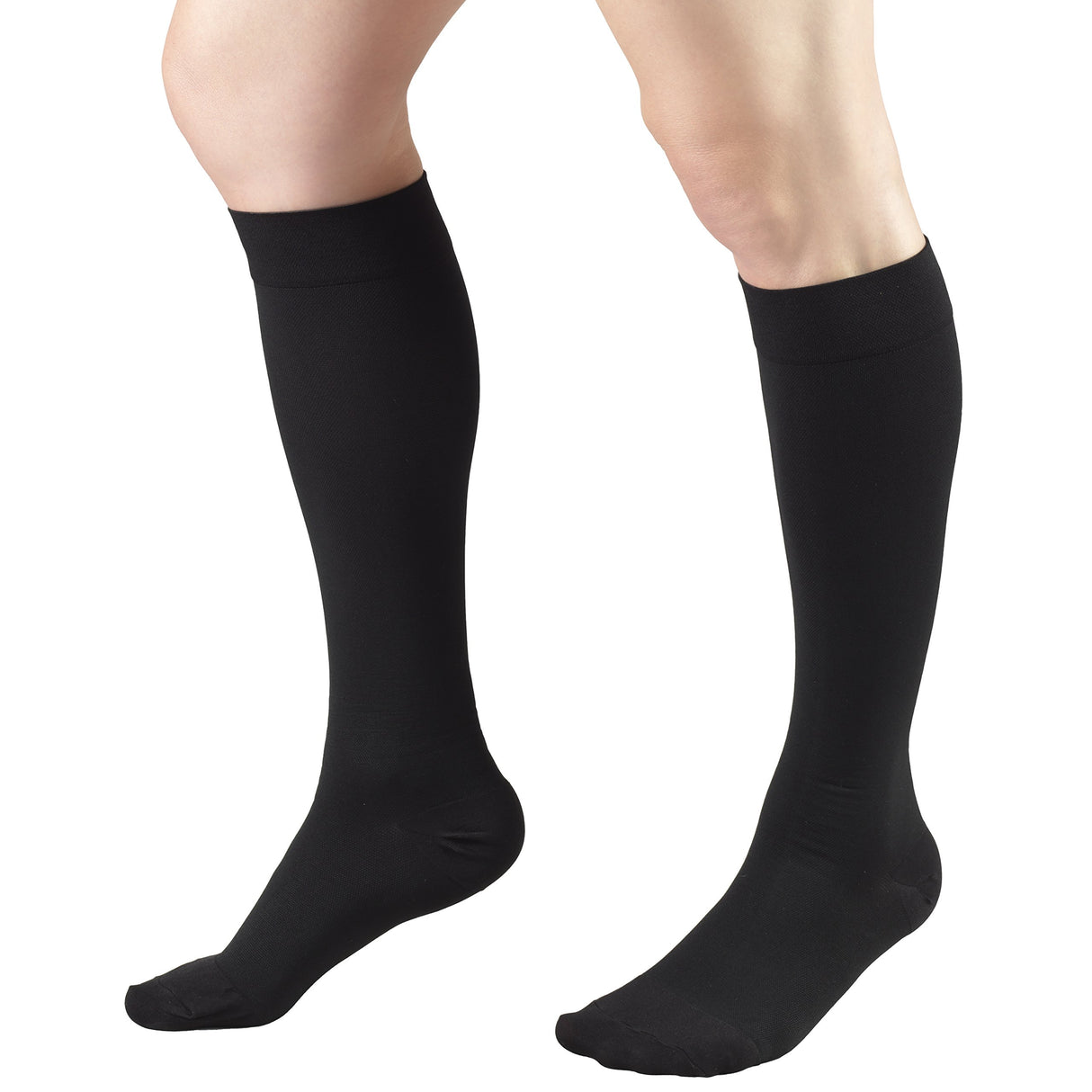 Truform 15-20 mmHg Compression Stockings for Men and Women, Knee High Length, Closed Toe, Black, Large